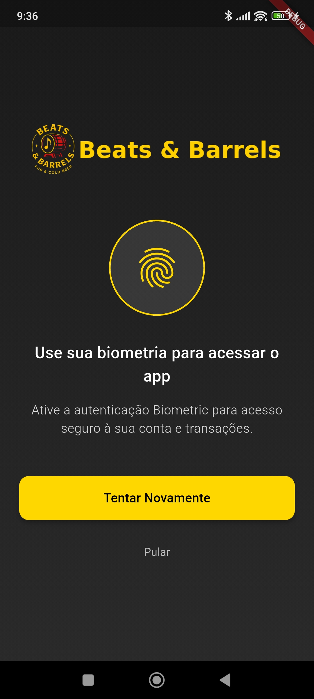 App Beats & Barrels - Tecnologia Biométrica