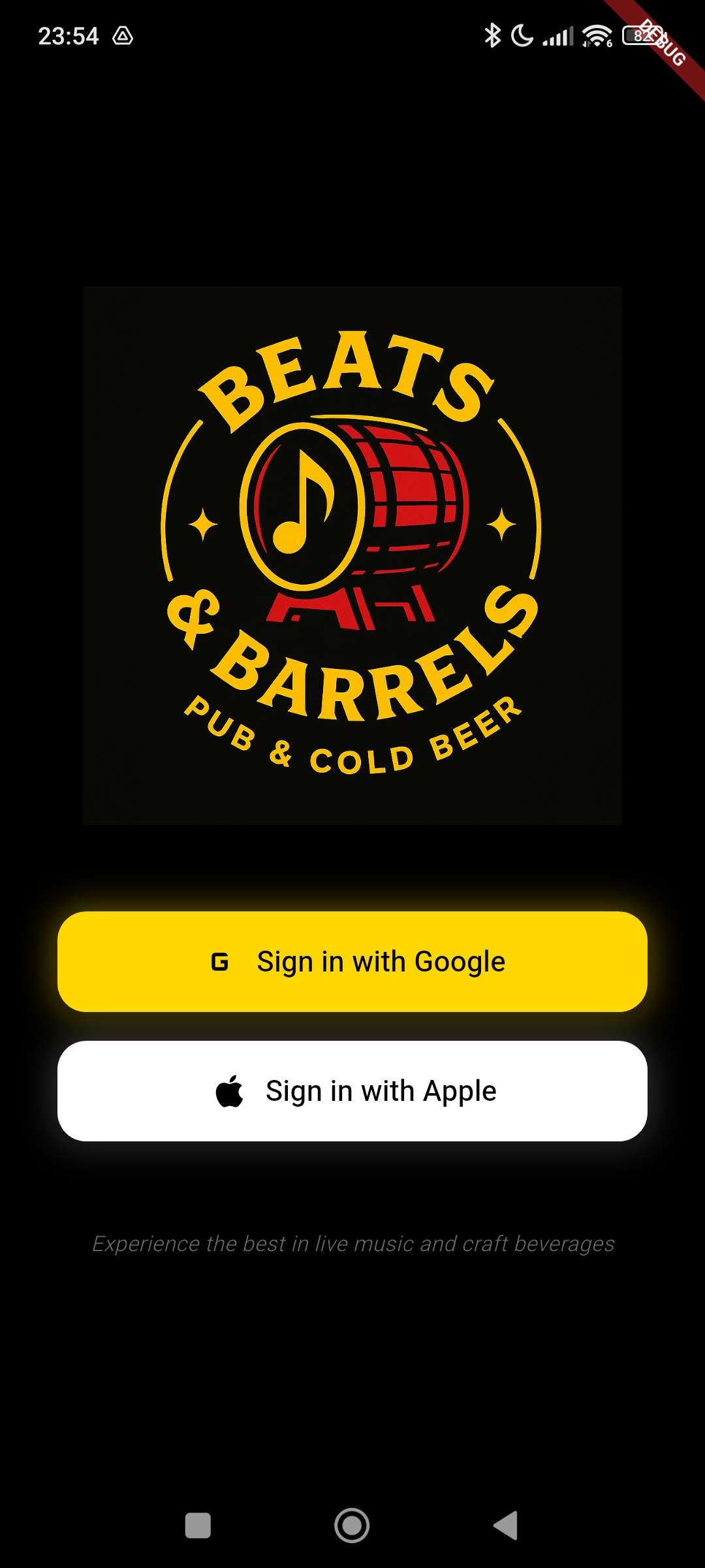 App Beats & Barrels - Conecte-se