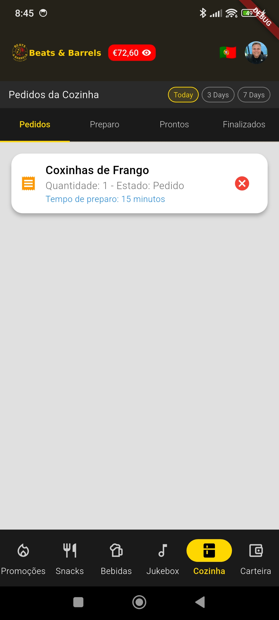 App Beats & Barrels - Pedidos da Cozinha