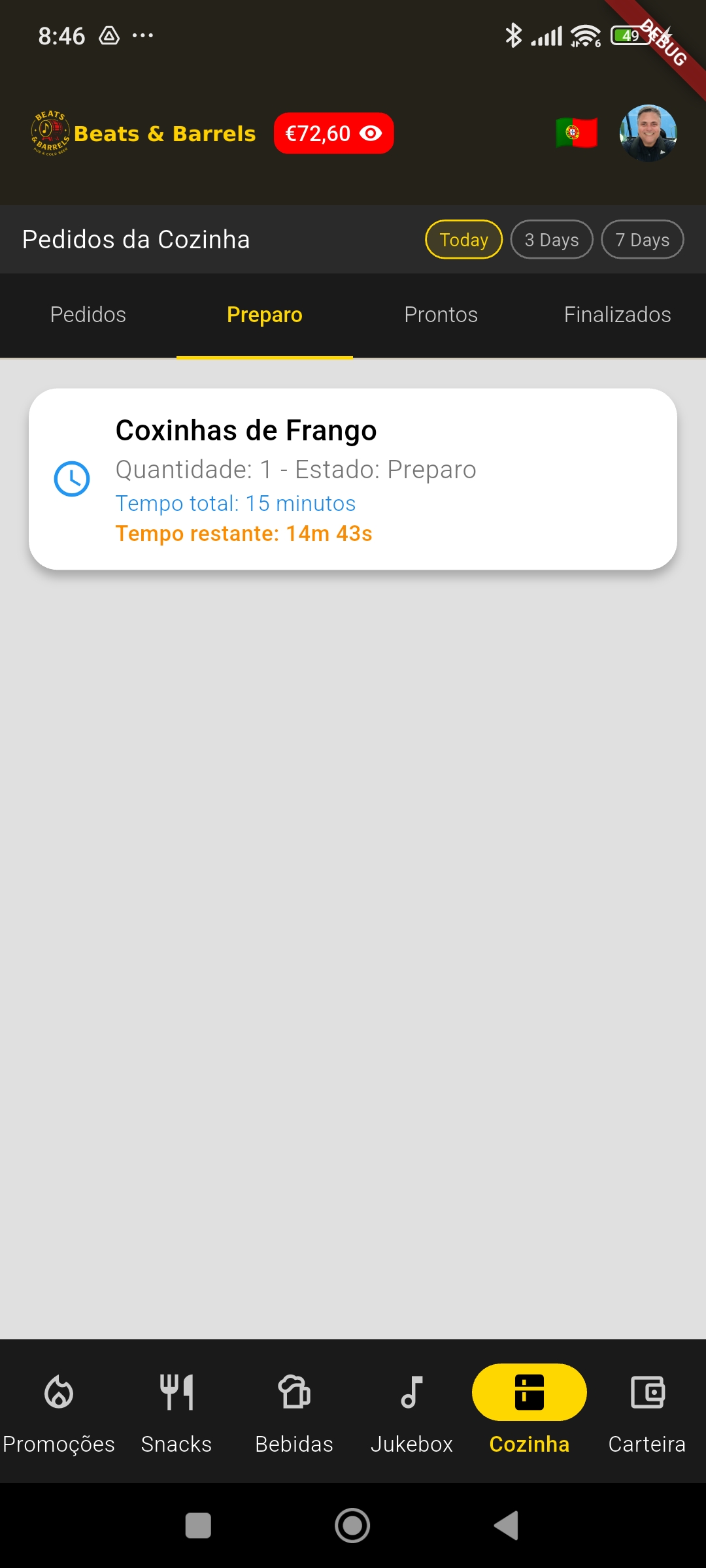 App Beats & Barrels - Preparação na Cozinha