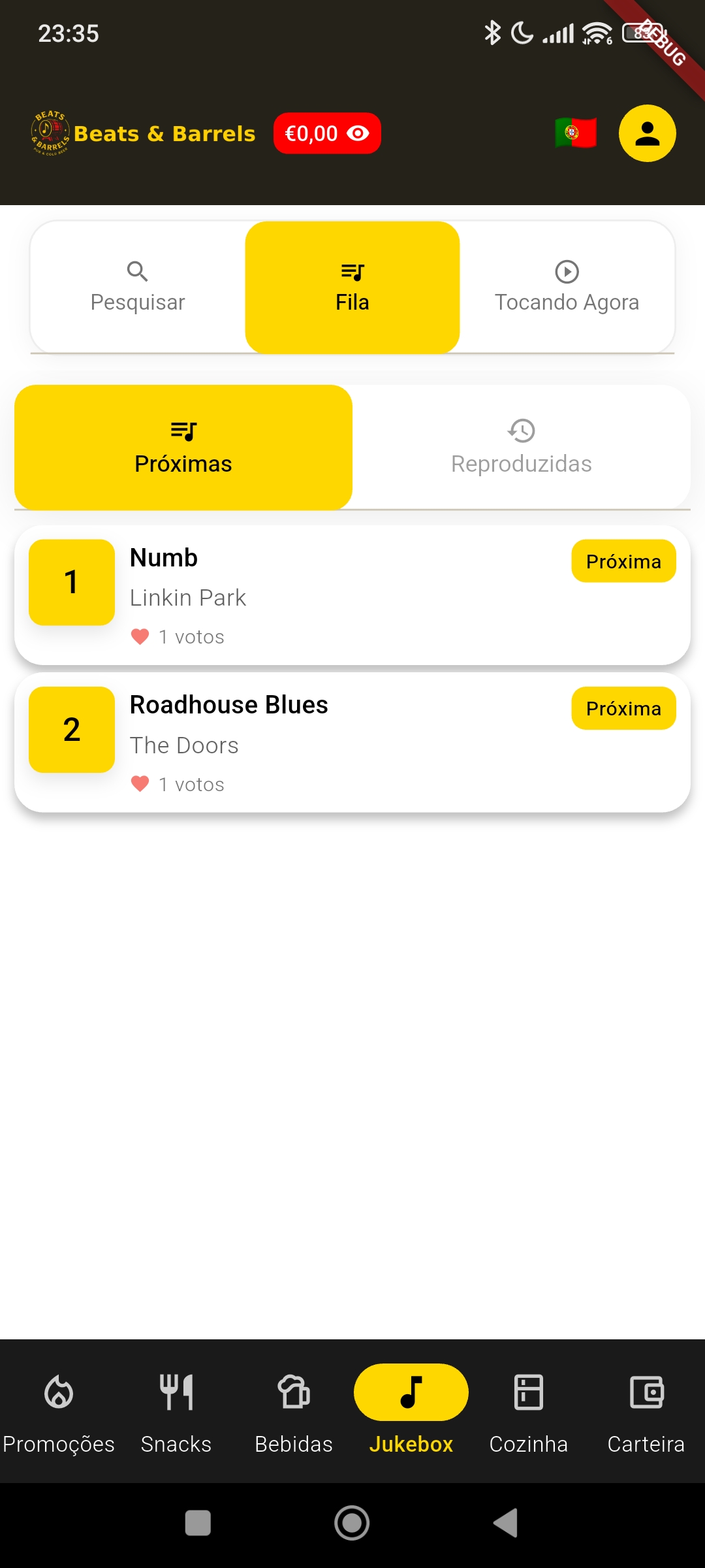App Beats & Barrels - Próxima Música