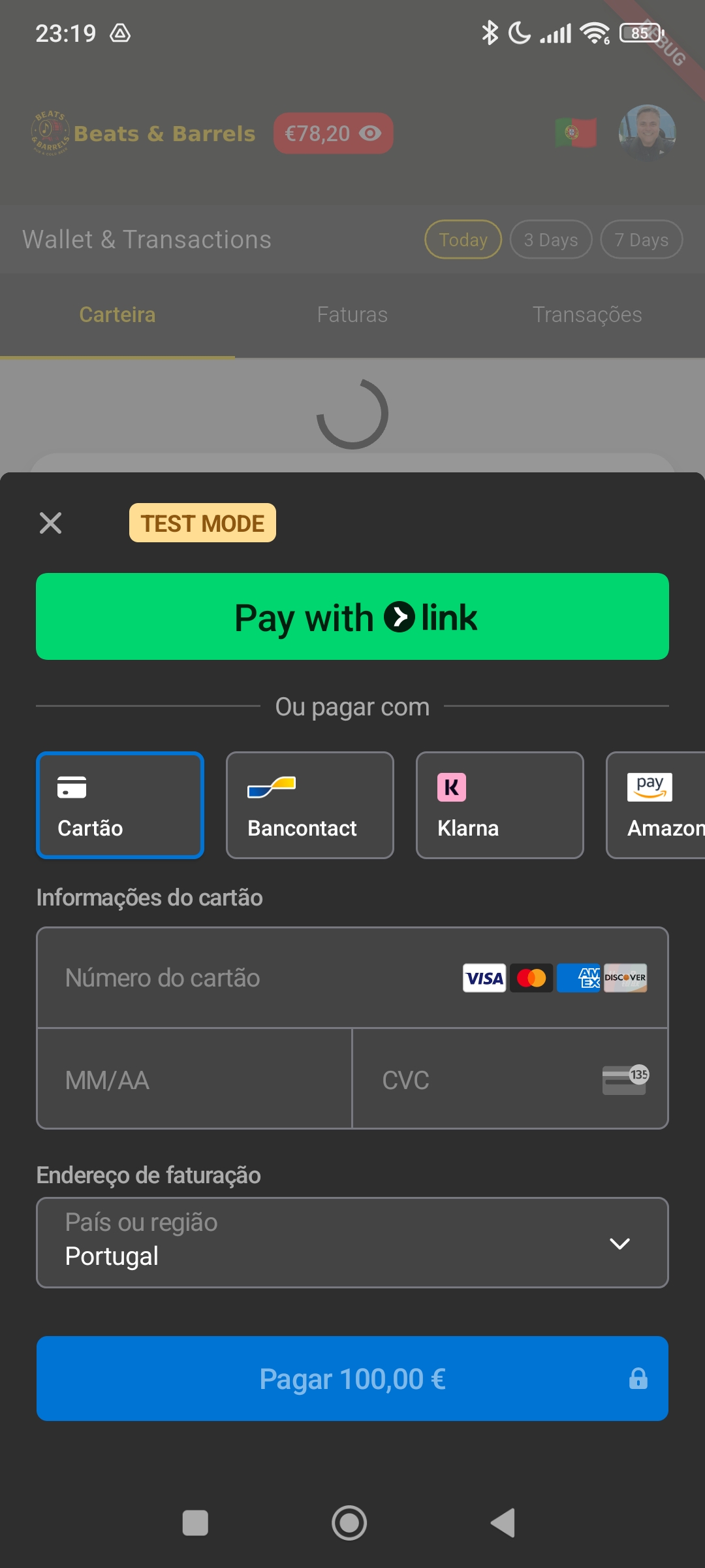 App Beats & Barrels - Integração Stripe