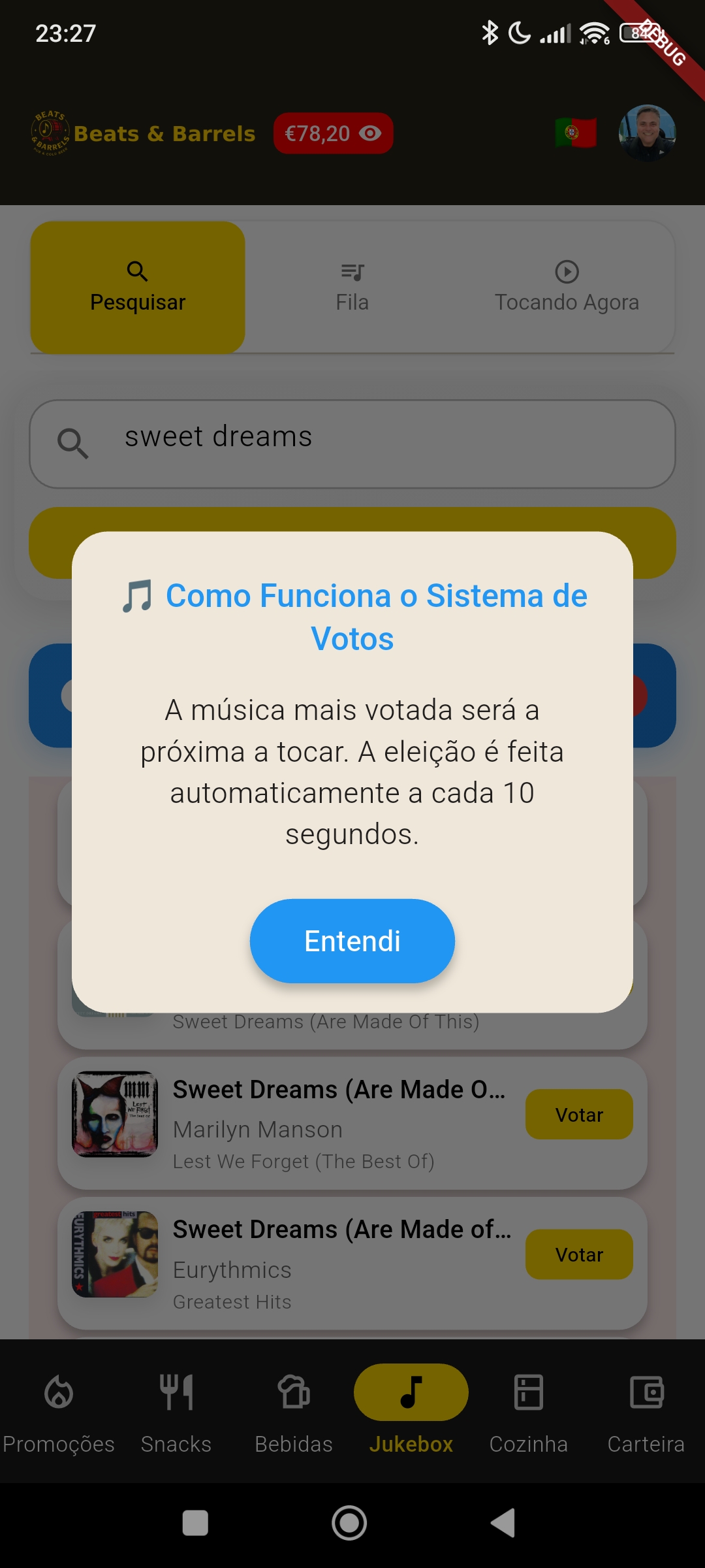 App Beats & Barrels - Sistema de Votação