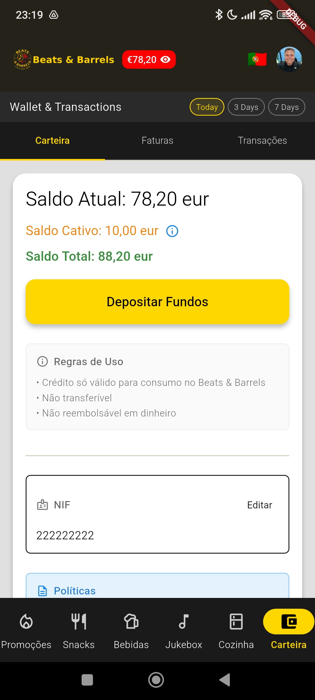 App Beats & Barrels - Carteira Digital